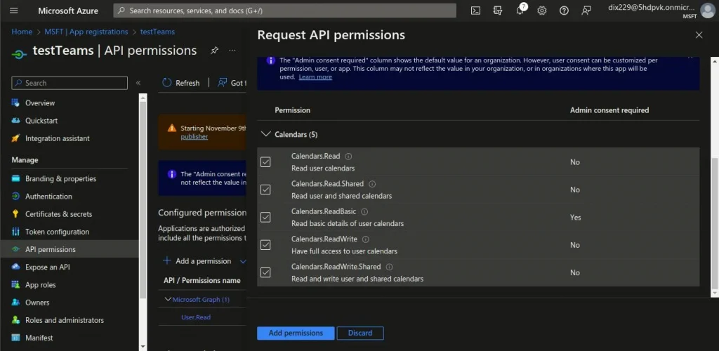 Add permissions related to calendars