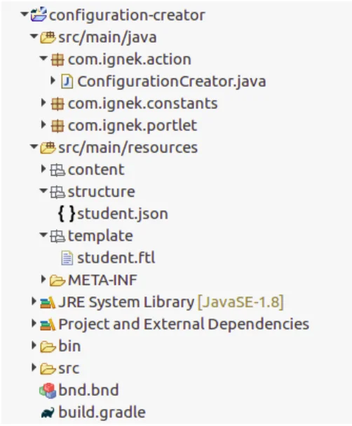 Configuration Creator project structure visualization | Configuration Creator in Liferay 7.2 Configuration Creator project structure visualization