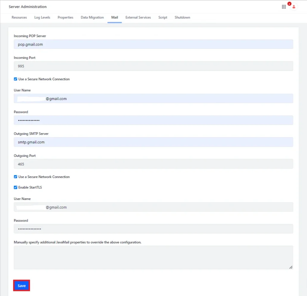 Configure email settings for servers | Mail Configuration in Liferay with Gmail’s increased security Configure email settings for servers