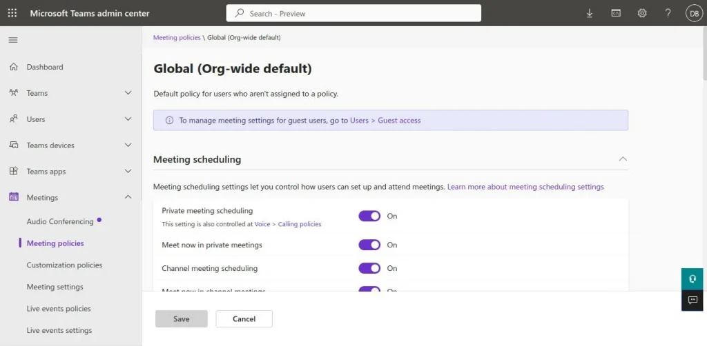 Global Org-wide default detailed screen
