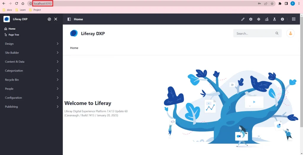 Liferay startup success at 8090 port