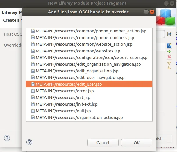 List of available ODGi bundle to override