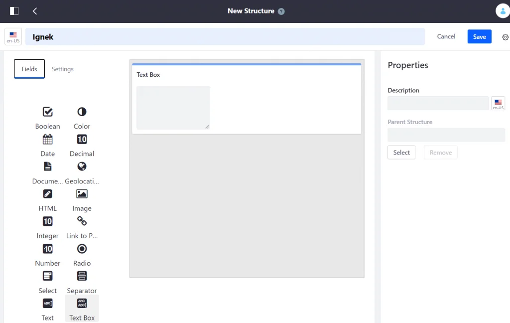 Structure creation in Liferay site