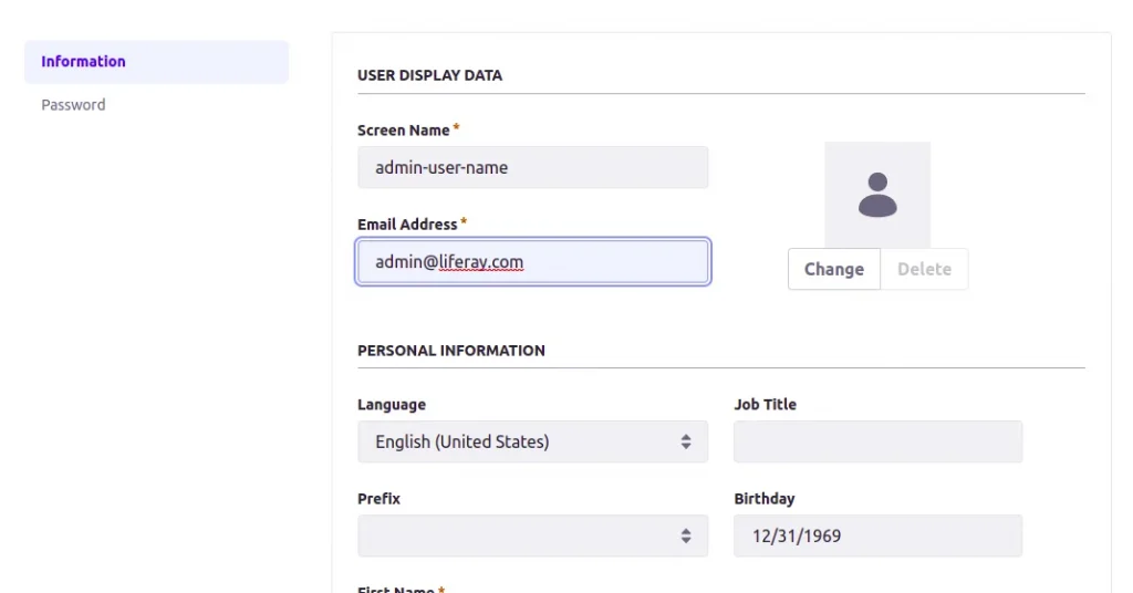 User display data of a user