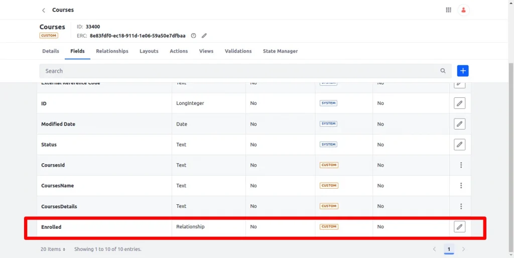 Field of one to many relationship